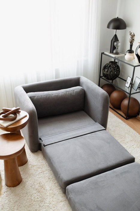 Atelier Del Sofa Nest - Sofá-Cama de 1 Plaza en Terciopelo Gris Atelier Del Sofa Nest - Sofá-Cama de 1 Plaza en Terciopelo Gris